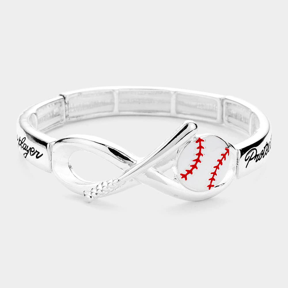 Protect This Player Message Baseball Sport Theme Stretch Bracelet