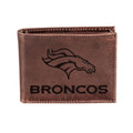 Denver Broncos, Bi-Fold Wallet, Brown, CH, 100% Genuine Leat