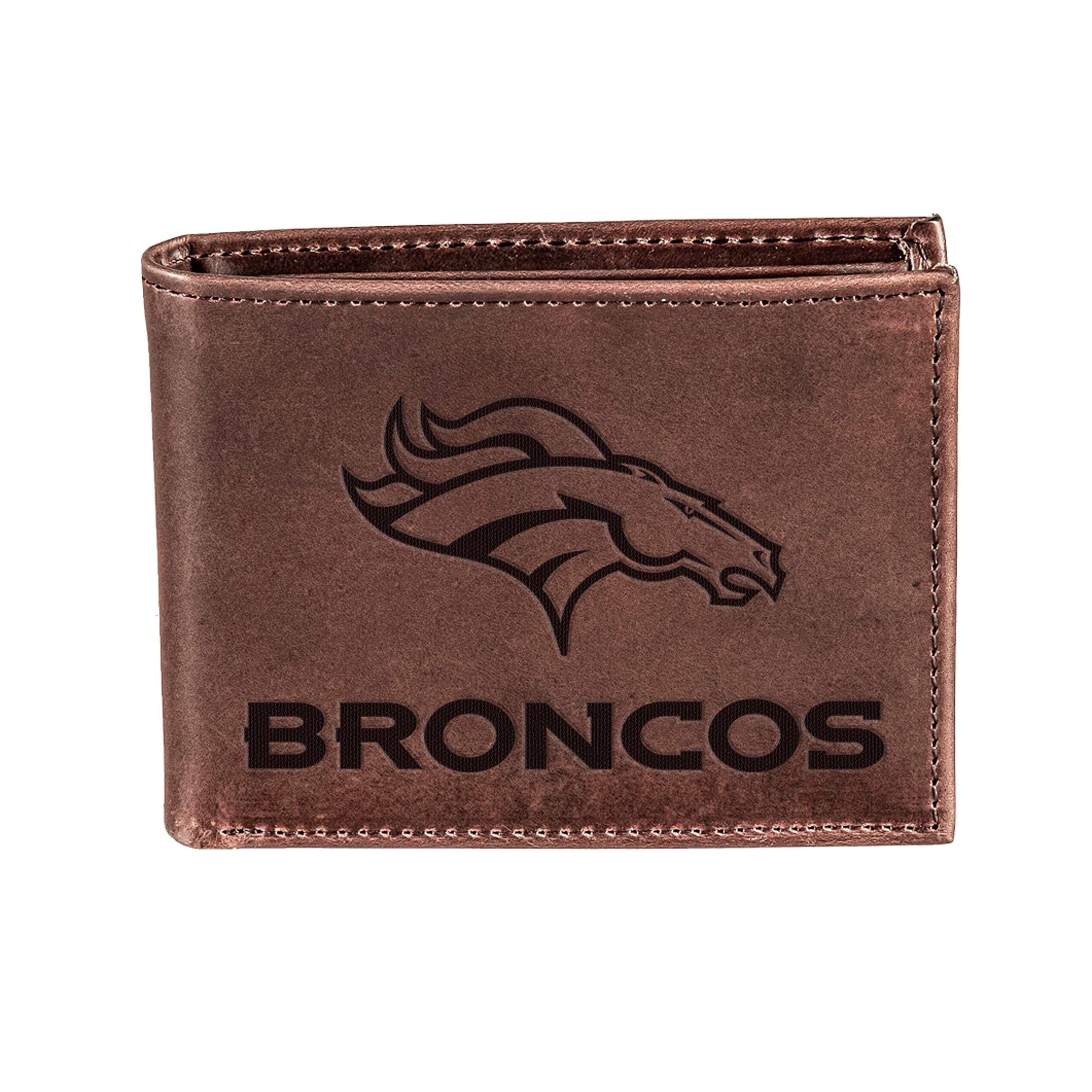 Denver Broncos, Bi-Fold Wallet, Brown, CH, 100% Genuine Leat