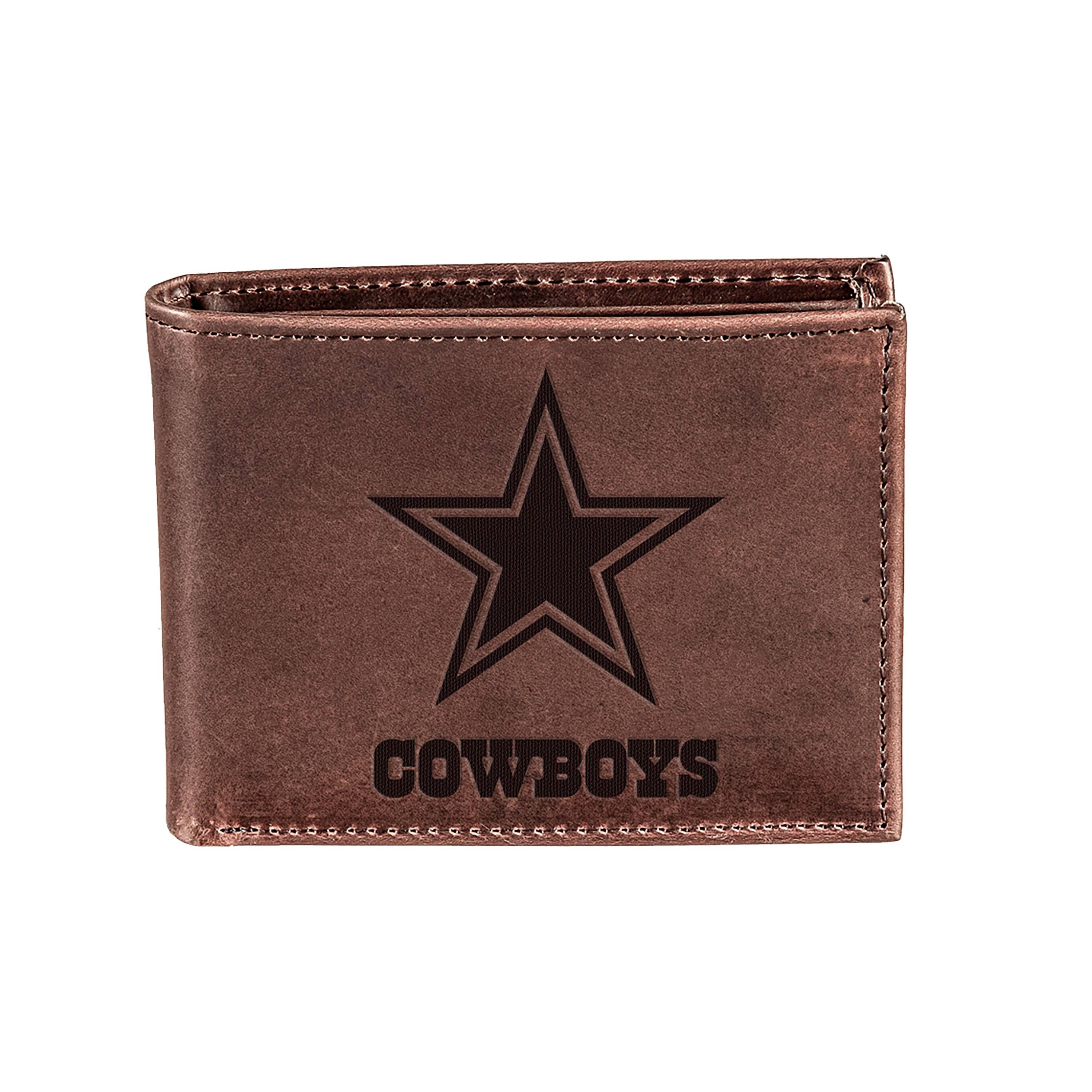 Dallas Cowboys, Bi-Fold Wallet, Brown, CH, 100% Genuine Leat