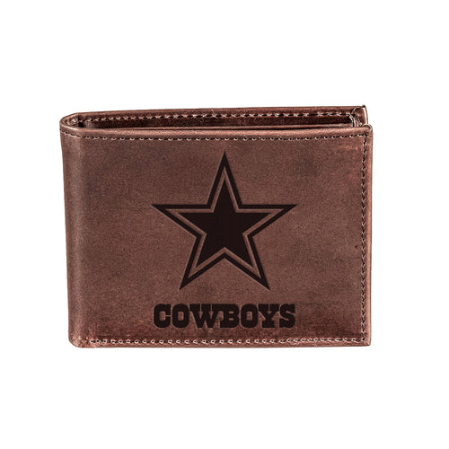 Dallas Cowboys, Bi-Fold Wallet, Brown, CH, 100% Genuine Leat