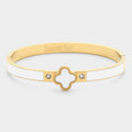 Quatrefoil Pointed Stainless Steel Hinged Bracelet