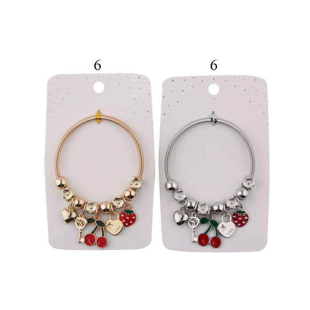 Fruit Heart Key Charm Beaded Stretch Bracelets